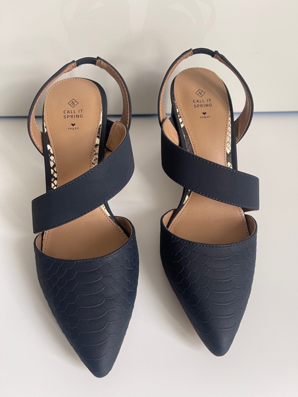 Call It Spring Navy Textured Block Heels - Picture 3 of 10